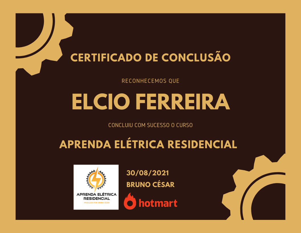 Certificado reconhecido — Aprenda Elétrica Residencial