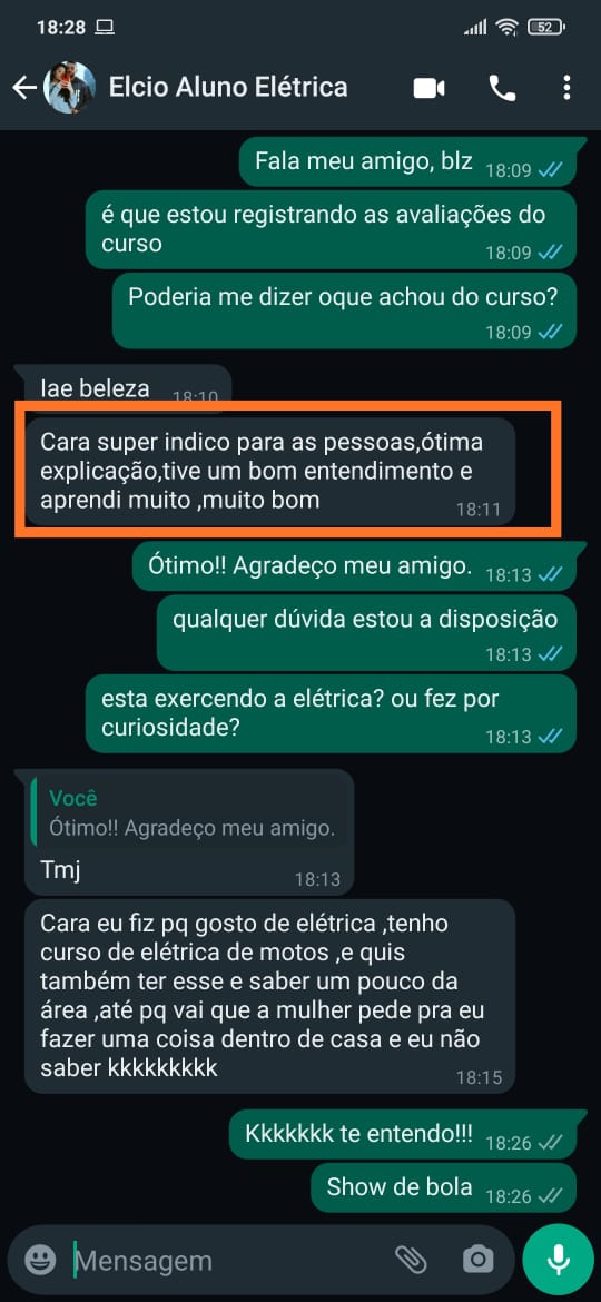 Depoimento aluno 1